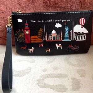 Shuki Black/Red Leather Wristlet, Dogs in City